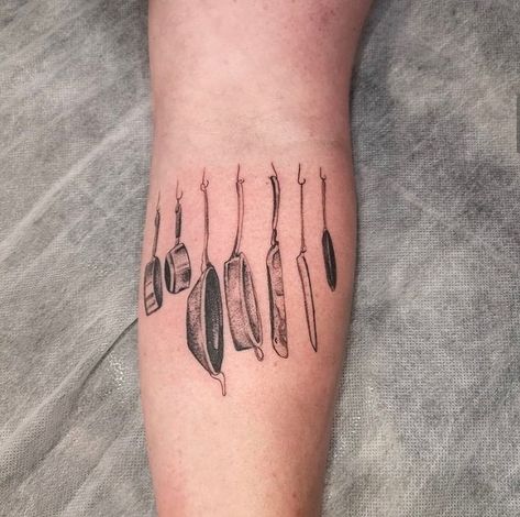 Small Chef Tattoos, Chef Tatoos Culinary Tattoos, Cooking Tattoo Ideas, Chef Tattoo Design, Food Tattoo Ideas, Chef Knife Tattoo, Chef Tattoo Ideas, Cook Tattoo, Wristband Tattoo