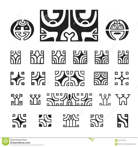 Polynesian Tattoo Indigenous Primitive Art Stock Vector - Illustration of abstract, curl: 116118744 Tattoos Polynesian, Geometric Tattoo Pattern, Polynesian Tattoo Designs, Polynesian Art, Marquesan Tattoos, Maori Tattoo Designs, Aztec Tattoo, Polynesian Designs, Primitive Art