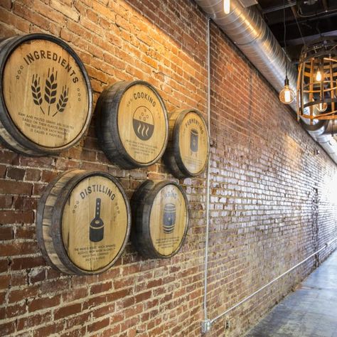 Chattanooga Whiskey Experimental Distillery in Chattanooga, TN - Tennessee Vacation Backyard Beer Garden, Wine Barrel Wall, Brewery Bar, Beer Graphic, Barrel Room, Bourbon Bar, Beer House, Whiskey Tasting, Straight Bourbon Whiskey