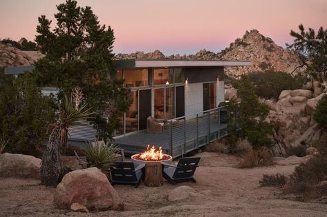 Photo 5 of 12 in A Prefab Home Takes Shape Among the Boulders of Yucca Valley - Dwell Prefab Home, Roof Overhang, Desert Living, Yucca Valley, True Homes, Creature Comforts, Prefab Homes, Architectural Digest, Renting A House