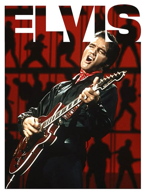 Elvis Presley, Guitar Man Poster Made by Angela Wingss Red Elvis Aesthetic, Elvis Presley Lockscreen, Elvis Presley Aesthetic Vintage, Elvis Presley Wallpaper Iphone, Images Of Elvis Presley, Tcb Elvis, Elvis Poster, Elvis Presley Guitar, Elvis Presley Art