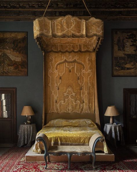 25 • Instagram Venetian Bedroom, Palazzo Style Architecture, Baroque Palace, Victorian Room, Republic Of Venice, Cabana Magazine, Victorian Bedroom, Opulent Interiors, Italian Interior Design