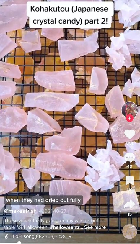 Diy Edible Crystals, Crystal Gummy Candy, Silky Gem Candy Recipe, How To Make Kohakuto, Diy Crystal Candy, How To Make Gems, How To Make Candy Crystals, Edible Crystals Recipe, Edible Cristal