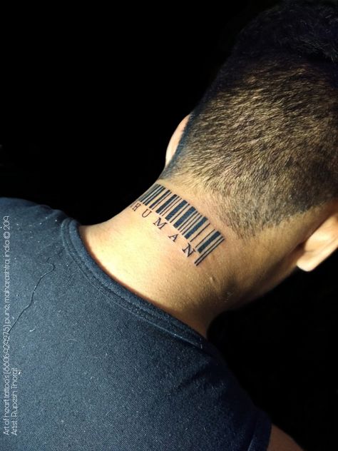 Barcode Neck Tattoo, Arm Tattoos For Guys Forearm, Barcode Tattoo, Best Neck Tattoos, Original Tattoos, Modern Tattoos, Arm Tattoos, Arm Tattoos For Guys, Back Tattoos