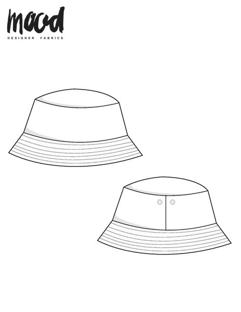 Mood Bucket Hat Pattern, Bucket Hat Flat Sketch, Free Hat Sewing Pattern, Mood Pattern Free, Bucket Hat Sketch, Mood Fabrics Free Pattern, Bucket Hat Pattern Free, Mood Patterns, Mood Sewciety