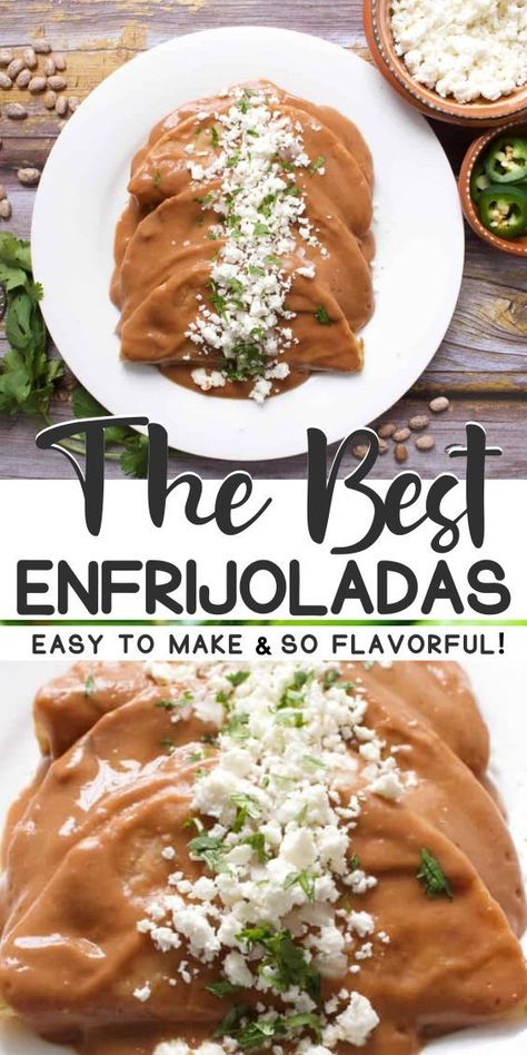 Mexican Style Enchiladas, Bean And Cheese Corn Tortilla, Authentic Vegetarian Mexican Food, Easy Dinners For Parties, Authentic Mexican Food Breakfast, Soft Mexican Food, Mexican Struggle Meals, Enfrijoladas Recipe Mexican, Cheap Mexican Recipes