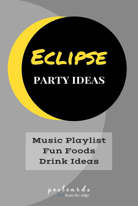 Ideas for an eclipse party including eclipse themed food, drinks, and music. A great resource for anyone who'll be visiting the path of totality. Eclipse Cheese Board, Eclipse Party Ideas Decoration, Solar Eclipse Jello Shots, Moon Themed Food Ideas, Solar Eclipse Appetizers, Total Eclipse Food Ideas, Snacks For Eclipse Party, Eclipse Inspired Food, Solar Eclipse Picnic