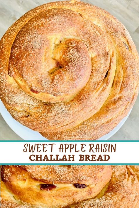 Sweet Apple Raisin Challah Bread · Coffee Fit Kitchen Sweet Bread Recipes, Bread Texture, Chocolate Babka, Yeast Bread Recipes, Swirled Bread, Challah Bread, Cinnamon Raisin, Cinnamon Bread, Cinnamon Swirl