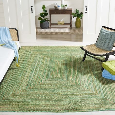 SAFAVIEH Handmade Cape Cod Marget Boho Coastal Jute Rug - Bed Bath & Beyond - 15126778 Braided Rag Rugs, Braided Jute Rug, Tapis Design, Jute Area Rugs, Cotton Area Rug, Custom Size Rugs, Green Area Rugs, Handmade Area Rugs, Rag Rug