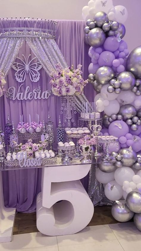 CANDY TABLE, EVENT DESIGNER & RENTALS on Reels | Shakira · Acróstico (Solo Version) Quincenera Candy Tables, Table Decorations For Quince, Purple Sweet 16 Centerpieces, Candy Tables Ideas, Purple Theme Quince, Quince Candy Table Ideas, Candy Table Ideas For Quinceanera, Purple Candy Bar, Purple Quinceanera Theme