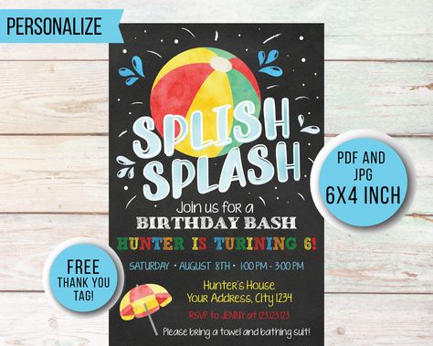 Boy Pool Party Birthday Invitation https://etsy.me/2DSrs0g #birthday #vertical #summerinvitation #summerpartyidea #summerbirthday #poolparty #boypoolparty #poolpartyinvite #printablepoolparty Boy Pool Party, Pink Girl Birthday, Pool Party Birthday Invitations, Pool Birthday, Pool Party Invitations, Printable Invitation Templates, Pool Birthday Party, Blue Birthday, Splish Splash