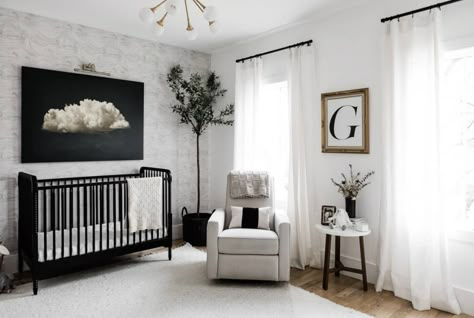 How to Design a Modern, Sophisticated, Unexpected Nursery for a Little One | Apartment Therapy Black Crib, Modern Baby Room, Baby Nursery Inspiration, Baby Boy Room Decor, Nursery Modern, Nursery Room Design, Baby Room Inspiration, Baby Boy Room Nursery, White Nursery