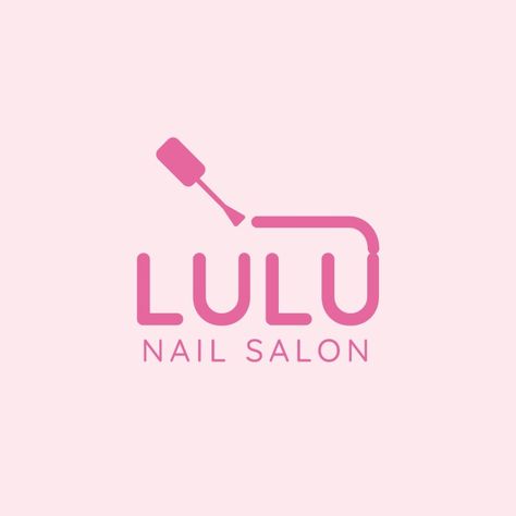 Simple Pastel Lulu Nail Salon Logo Logo Design For Nail Salon, Nail Business Branding, Nail Salon Logo Ideas, Nail Logo Ideas Graphic Design, Nail Artist Logo Design Ideas, Nails Logo Ideas, Nail Name Logo, Nail Salon Logo Design Ideas, Graphic Design Nails