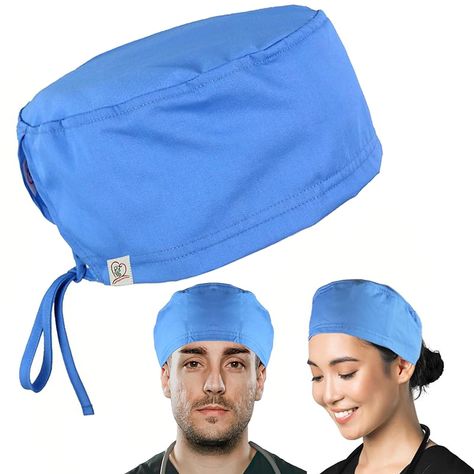 PRICES MAY VARY. ✔Built-in Sweatband: The nurse hats with soft cotton sweatband, making your forehead dry and clean in summer andAbsorb sweat, preventing sweat from dripping into your eyes as you work long shifts. ✔Adjustable Scrub Cap: The Unisex working cap can adjust the size and make the cap fit well. The design cleverly features a functional back tie closure. You can simply adjust the tie to fit men and women with different head shapes and hair types. ✔Material: Our scrub hat are made of po Nurse Cap, Blue Scrubs, Women Nurse, Women Tie, Nurse Hat, Nursing Cap, Scrub Sets, Surgical Caps, Fit Men