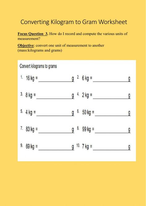 Kilograms And Grams, Mass Worksheet, Measuring Length, Math Measurement, Units Of Measurement, School Subjects, Answer Keys, Online Workouts, Math Worksheets