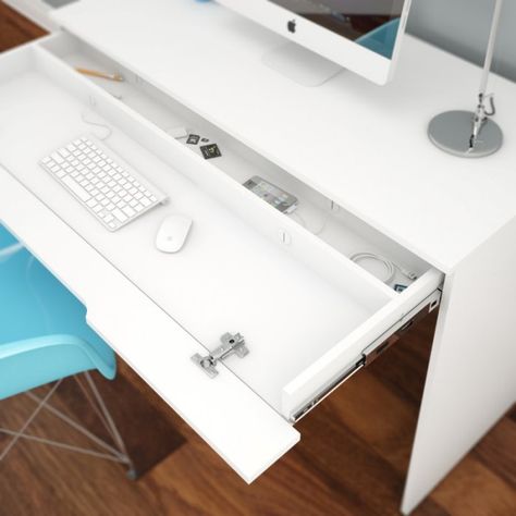 Chic Home Office Ideas, Multifunctional Furniture Design, Desk Extension, Pull Out Desk, Chic Home Office, Desk Redo, Pretty Office Supplies, Furniture Design Ideas, Modern Computer Desk