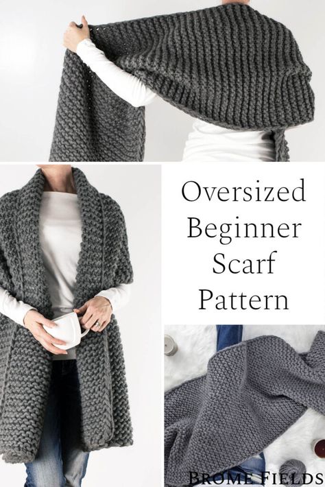 Garter Stitch Scarf Pattern, Beginner Scarf, Garter Stitch Scarf, Easy Scarf Knitting Patterns, Scarf Knitting Pattern, Knitting Patterns Free Sweater, Knitting Patterns Free Scarf, Knit Scarves, Chunky Knit Scarves