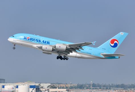 Korean Air A380-861 departing LAX on October 15, 2011. Korean Airlines, 2024 Moodboard, Korean Air, Passenger Aircraft, Airbus A380, Domestic Flights, October 15, Travel Photo, Mongolia