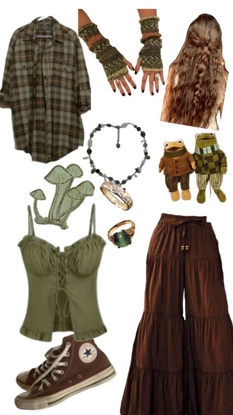 #fairygrunge #goblincore #outfitinspo #pinterest Goblin Core Clothes, Grudge Core, Goblin Core Outfit, Fantasy Grunge, Goblin Forest, Witchy Chic, Hippie Boho Outfits, Crow Core, Boho Earth Tones