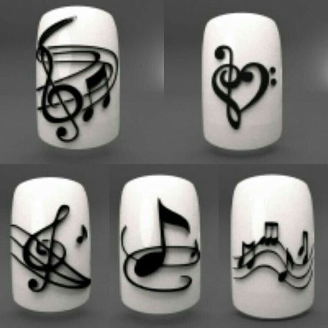 Music Note Nails, Music Nails, Unghie Nail Art, Funky Nail Art, Valentine Nail Art, Gel Nail Art Designs, Valentine Nails, Beige Nails, Musical Notes