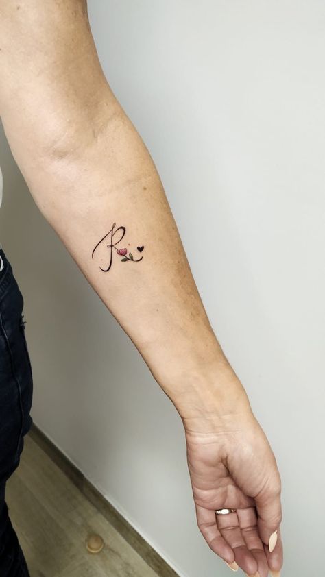 R Font Tattoo, R Letter Tattoo Design, R Tattoo Letter, Letter R Tattoo, Small Letter Tattoo, Hand Tattoo Images, Under Chest Tattoo, Karma Tattoo, Crazy Tattoos