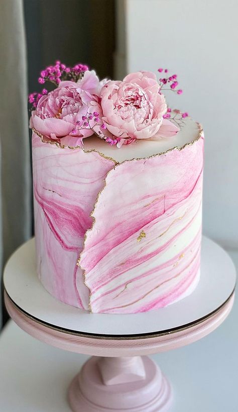 8. Pink Marble Cake Your birthday party would be boring, if there’s no cake and sweet treat. Whether you’re having birthday party, putting together... Fondant Cake For Moms Birthday, Marble Bday Cake, Ladies Birthday Cake Ideas Elegant, Simple Fondant Cake Designs Birthday, Cake Design With Fondant, Beautiful Cakes For Women, Fondant Cake Ideas For Women Birthday, Cute Cakes For Women, Cakes For Women Birthday Simple