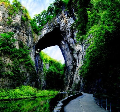 "eight natural wonders of Virginia." the list begins with Luray Caverns, of course. Natural Bridge Virginia, Fantasy Locations, Lexington Virginia, Pretty Nature, Virginia Is For Lovers, Image Nature, Shenandoah Valley, Stone Bridge, Natural Bridge