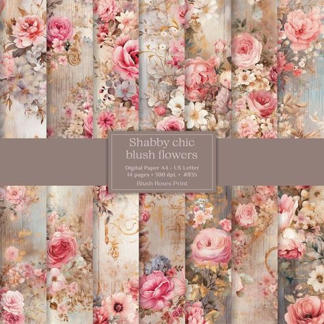 Shabby chic vintage blush roses Scrapbook paper pad print, Watercolor soft pastel pink vintage flowers roses Junk journal pages printed Pink Vintage Flowers, Decoupage Vintage, Blush Flowers, Shabby Chic Vintage, Rose Pastel, Delicate Beauty, Pink Vintage, Decoupage Paper, Blush Roses