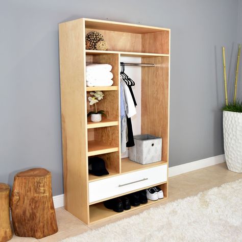 How to Make a Wardrobe : In this post, I will show you how I made this modern wardrobe, made from "Birch plywood". It has a simple design but if you like modern this may be calling your name. Whether you are looking to add organization, improve your closet space or just l... Simple Cabinet For Clothes, How To Make A Wardrobe, Plywood Wardrobe Design, Wardrobe Plywood, Plywood Wardrobe, Ply Furniture, Pallet Closet, Clothes Cabinet, Child Bedroom