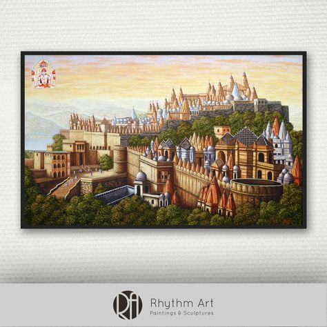 Palitana Jain Temple Painting, Jainism Paintings, Palitana Jain Temple, Jainism Art, Rhythm Art, Indian Contemporary Art, Buy Paintings Online, Marvel Background, Jain Temple