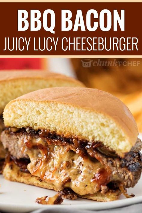 Cheese Stuffed Burgers, Juicy Lucy Burger, Stuffed Burgers, The Chunky Chef, Perfect Sandwich, Chunky Chef, Gourmet Burger, Cheeseburger Recipe, Juicy Lucy