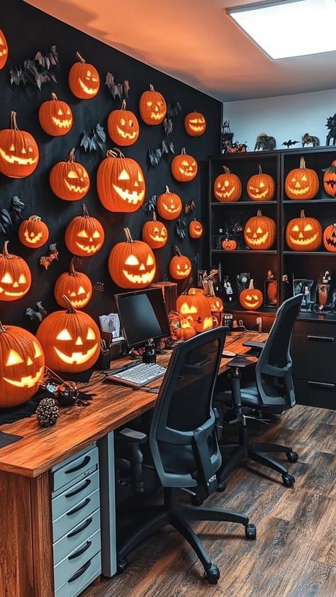 Office Halloween decorations to die for: Bring the spirit of the season to your workplace! Adorn cubicles with faux spider webs and plastic bats for a chilling effect. Set up a DIY photo booth with spooky props for team bonding. Transform conference rooms into haunted chambers with dim lighting and mysterious silhouettes. These frightfully fun ideas will make every workday feel like a Halloween party! Halloween Office Decorations Cubicles, Cubicle Halloween Decorations, Halloween At Work, Halloween Cubicle, Office Decore, Office Halloween Decorations, Office Halloween, Halloween Office, Team Bonding