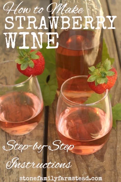 Strawberry Wine Recipe, Fruit Wine Recipes, Lost Kitchen, Wine Making Recipes, Homemade Wine Recipes, Homemade Alcohol, Making Wine, Homemade Liquor, Liquor Recipes