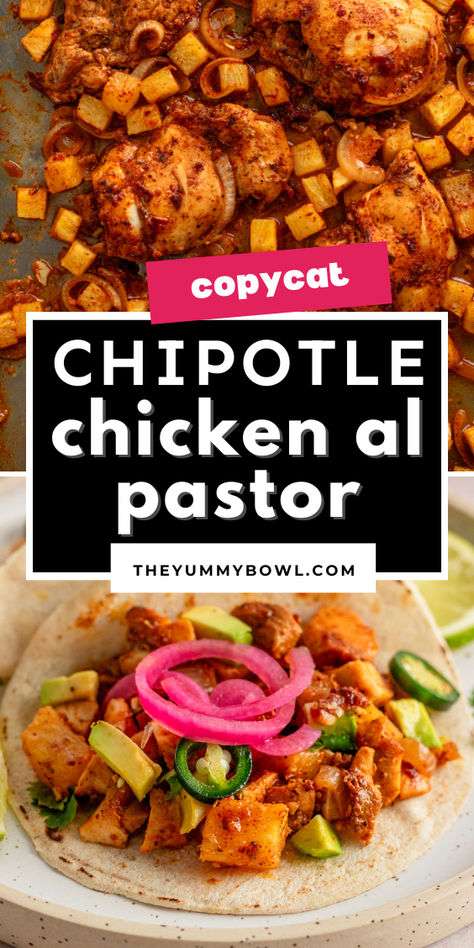 chicken al pastor. Copy Cat Chicken Al Pastor Chipotle, Chicken Al Pastor Recipe Slow Cooker, Al Pastor Chicken Tacos, Chipotle Al Pastor Chicken Copycat, Chicken El Pastor Recipe Chipotle, Chipotle El Pastor Chicken, Copycat Chipotle Chicken Al Pastor, Chicken Al Pastor Recipe Chipotle, Al Pastor Chicken Recipe