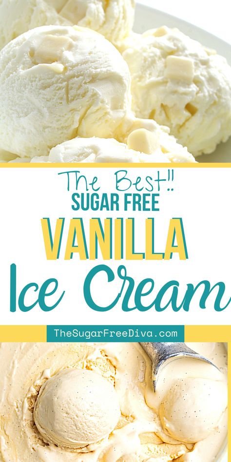 Make this tasty sugar free vanilla ice cream recipe for dessert, snack, or even for a party, barbecue or gathering. Perfect homemade diy idea for summer, holidays, or any time! Keto I E Cream Recipes, Lowfat Homemade Ice Cream, Splenda Ice Cream Recipes, Homemade Ice Cream Recipes Healthy, Keto Ice Cream Recipes Easy Heavy Cream, Homemade Ice Cream Sugarfree, Sugar Free Frozen Desserts, Clean Ice Cream Recipe, Diy Keto Ice Cream