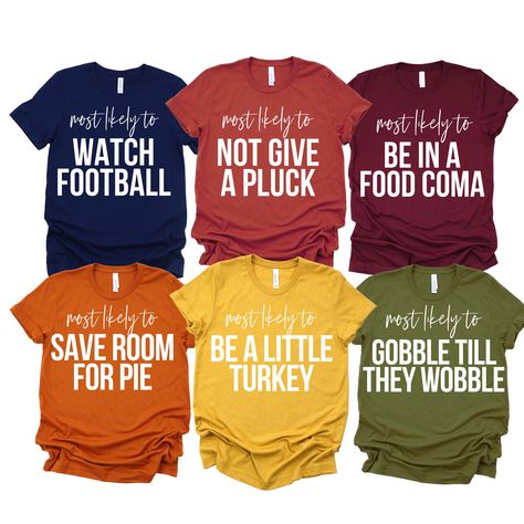 Product Title: Funny Thanksgiving Family T-Shirts - Hilarious Matching Shirts for the Whole Family! Product Description: Get ready to spice up your Thanksgiving gathering with these Funny Thanksgiving Family T-Shirts! Whether you're the turkey, the gravy, or the pumpkin pie lover, these shirts are the perfect way to add some humor to your holiday feast. With quirky sayings, playful designs, and cozy comfort, our Thanksgiving shirts are sure to be a hit with everyone around the dinner table. Features: Funny Designs: Choose from a variety of funny Thanksgiving-themed designs and phrases like "Feast Mode," "Turkey Trot Champion," or "Stuffed and Loving It." Perfect for All Ages: Available in sizes for the whole family - from toddlers to grandparents - so everyone can get in on the fun! Soft & Thanksgiving Tshirt Ideas Funny, Thanksgiving Tshirt Ideas For Family, Turkey Trot Outfit, Thanksgiving Tshirt Ideas, Quirky Sayings, Thanksgiving Tshirts, Friendsgiving Shirt, Thanksgiving Gathering, Feast Mode