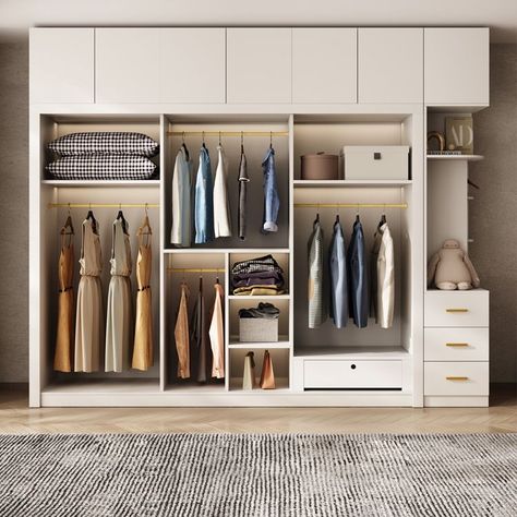 What is Included Color: Beige Style: Modern Product Type: Wardrobe Armoire Size: 47"L x 24"W x 79"H 55"L x 24"W x 79"H 63"L x 24"W x 79"H 71"L x 24"W x 79"H 79"L x 24"W x 79"H Height: 70" - 79" >80" Material: Wood Wood Type: Manufactured Wood Wood Tone: White Wood Purposeful Distressing Type: No Distressing Design: Armoires & Wardrobes Armories & Top Cabinet Armoires & Sideboard Weights & Dimensions Overall Length - Side to Side: 47" (120 cm) 55" (140 cm) 63" (160 cm) 71" (180 Closet Design Plans, Fitted Wardrobes Bedroom, Walk In Closet Design, Wood Wardrobe, Wardrobe Cabinet, Wardrobe Designs, Armoires & Wardrobes, Interior Design Sketches, Fitted Wardrobes