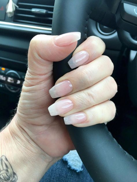 Extremely Natural Acrylic Nails, Natural Acrylic Overlay Nails, Natural Nails With Clear Polish, Clear Natural Gel Nails, Clear Acrylic Overlay Nails, Clear Acrylic Overlay On Natural Nails, Natural Nails With Acrylic Overlay, Clear Overlay Nails Natural, Clear Coat Nails Natural