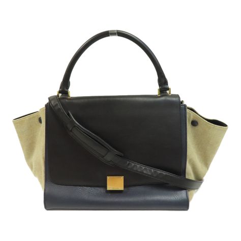 CELINE GHW Trapeze 2Way Shoulder Hand Bag Calfskin Leather Navy Blue/Beige Description / Specification Brand Name CELINE Item Name CELINE GHW Trapeze 2Way Shoulder Hand Bag Calfskin Leather Navy Blue/Beige Color Navy×Beige×Brown/Blue Material Calfskin (cowhide) Size x W:30cmH:25cm x D:17cm(W:11.8" x H:9.8" x D:6.7") Handle:36cm(14.2") - 72cm-28.3") Pocket >flap >Outside /inside zip pocket x 1>Inside /inside zip pocket x 1/Open x 2 Accessories storage bags Date Code W-CU-0184 Instore Code 2180100292418 Up Date 2024/10/19 Condition Pre-owned used 2wayShoulder Bag by CELINE in fair condition. Outside Condition Usability, scratches, rubbing, stain can be seen There are color fading and stains on the tanned leather. Inside Condition Usability, scratches, rubbing, stain can be seen Please take a Accessories Storage, Beige Color, Calf Skin, Bag Storage, Bags Handbags, Zip Pockets, Women Accessories, Bag Lady, Shoe Accessories