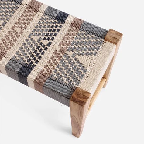 Ottomans & Benches | Sustainable furniture by MasayaCo Chair Weaving, Woven Furniture Design, Teak Wood Furniture, Danish Chair, Teak Bench, Wooden Kitchen Utensils, Woven Chair, Woven Furniture, House Aesthetic