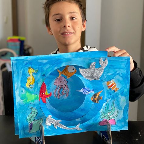 Ocean Day Crafts For Kids, Ocean Model Project, Ocean School Project, Ocean Day Activities For Kids, Ocean Art Kids, Ocean Habitat Project For Kids, Ocean Projects For Kids, Family Day Crafts For Kids, Ocean Diorama Project