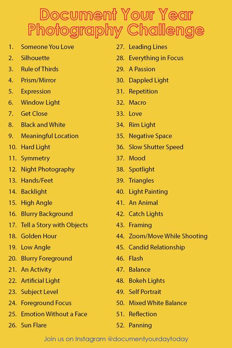Improve your photography skills with a new challenge every week, starting whenever you want. The themes alternate over four week sets of the following categories: subject/moment, lighting, composition, and technical. The technical prompts might be a little more challenging if you’re just using a cell phone camera, but there will be workarounds for that in the emails/blogs. Click the link to sign up for weekly emails. Cell Phone Photography, Improve Photography, Photo Prompts, Photography Basics, Photography Challenge, Rule Of Thirds, Photography Classes, New Challenge, Take Better Photos