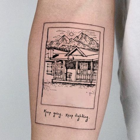 Wynonna Earp Tattoo, Homestead Tattoo, Polaroid Tattoo, Wynonna Earp, Dog Tattoos, Geometric Tattoo, Tatting, Tattoos, Black