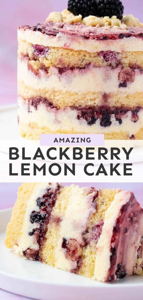 Blackberry Jam Cake with Brown Sugar Buttercream Lemon Blackberry Cake, Blackberry Jam Cake, Milk Bar Cake, Brown Sugar Buttercream, Berry Cake Recipe, Blackberry Dessert, Blackberry Lemon, Jam Cake, Blackberry Cake