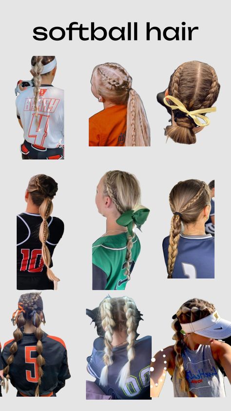 #softball Softball Braids, Softball Hair, Soccer Hair, Volleyball Hair, Preppy Hairstyles, Competition Hair, Hairstyle Examples, Softball Hairstyles, Easy Hairstyles For Thick Hair