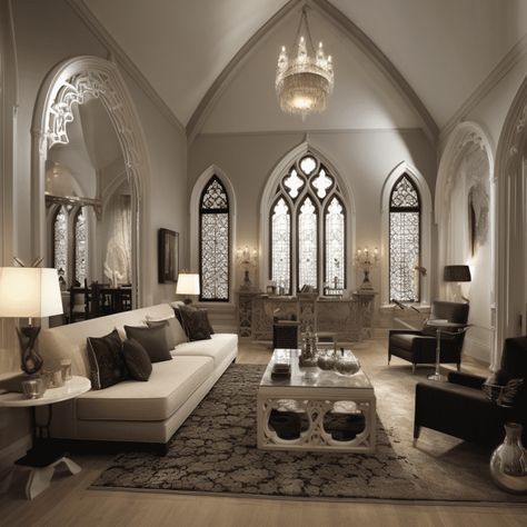 Modern Gothic Style Home Interior Design, Gothic Modern Interior Design, Gothic Chic Interior Design, Victorian Style House Interior Modern, House Design Gothic, Modern Gothic Victorian House Interior, Modern Victorian Style Interior, White Gothic House, Modern Castle Interior Design