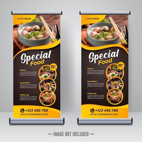 Food Website Design, Rollup Design, Standing Banner Design, Rollup Banner Design, Roll Up Banner Design, Standee Design, Food Discount, Roll Up Design, Ayam Bakar