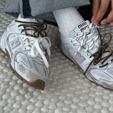 When you’ve never wanted a pair of sneakers this badly 👟 🔎 New Balance Sneakers, Miu Miu x NB, Tending Sneakers New Balance X Miumiu, Miu Miu New Balance, Miu Miu Sneakers, Sneakers 2024, New Balance Outfit, Heels Aesthetic, Shoe Wishlist, Miu Miu Shoes, Nice Clothes