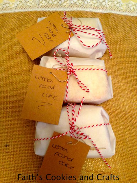 A piece of homemade lemon pound cake wrapped in parchment paper and tied with #twine from #pickyourplum....the #gifttags are also from the #pickyourplumgrabbox Homemade Lemon Pound Cake, Cake Slice Packaging, Candy Bar Sayings, Candy Bar Poster, Kraft Box Packaging, Brownie Packaging, Bake Sale Packaging, Cake In A Cone, Christmas Cookie Box