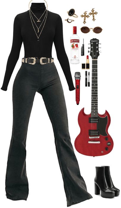 rockstar🎸 Outfit | ShopLook Rock Stars Outfit, 70s Fashion Grunge Punk Rock, Glam Rocker Outfit, Emo Rockstar Outfit, Band Girlfriend Outfit, Rock Music Outfit, Queen Band Concert Outfits, 80 Rock Outfits, Rockstar Looks Women